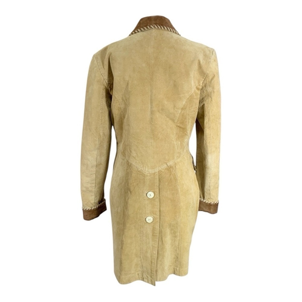 Vintage Lew Margam Suede Y2k Western Mid Length Leather Coat Size 8 - Picture 2 of 12
